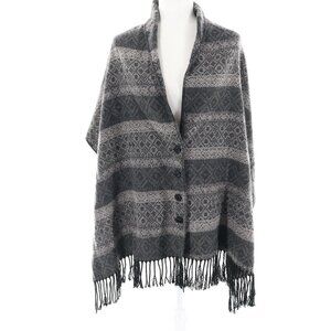 Aldo Button-Up Shawl Wrap Women's O/S Gray Fall Transitional Classic Career Warm